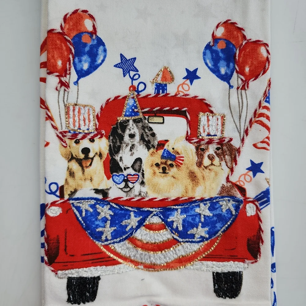 Stars And Stripes Farmhouse Kitchen Towel Set of‎ 2 Patriotic Day Design
